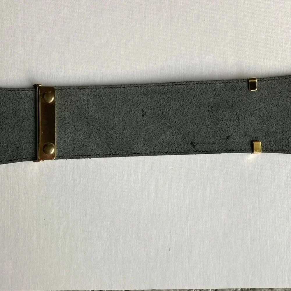 Vintage Gail Labelle Black Pebbled Leather Adjustable Belt